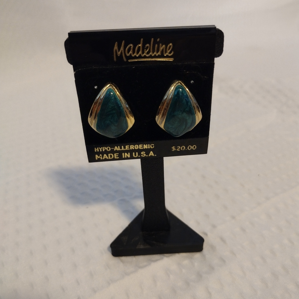 Madeline Teal and Gold Earrings
